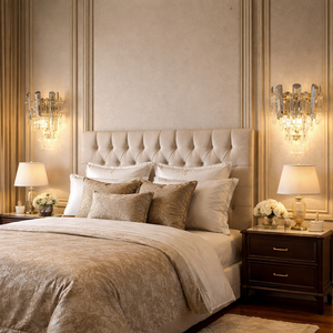 Aplica cu cristale aurie, 2xE14, design vertical elegant