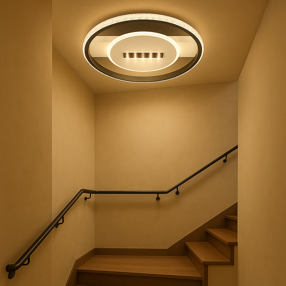 Lustra LED 9334/3BK+WH rectangulara 91W, ideal a pentru zona scarilor cu lumin a uniforma si aspect modern minimalist