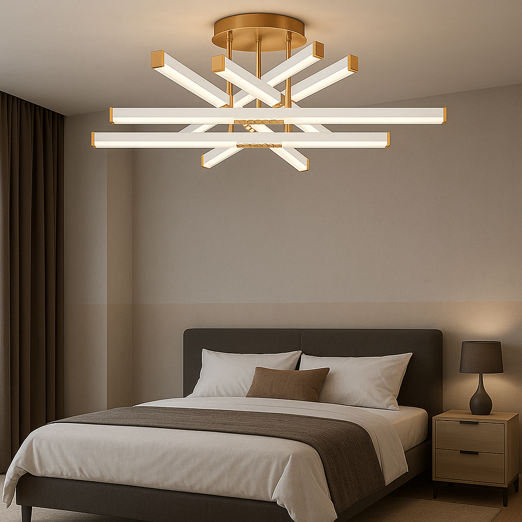 Lustra LED 9374/6 moderna 144W, perfect a pentru dormitoare cu lumin a reglabila si design geometric compact