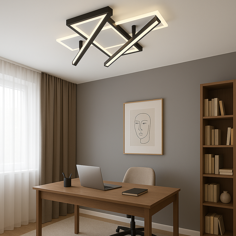 Lustra LED 9390/4T 144W design geometric alb negru perfect a pentru birouri moderne cu lumin a reglabila