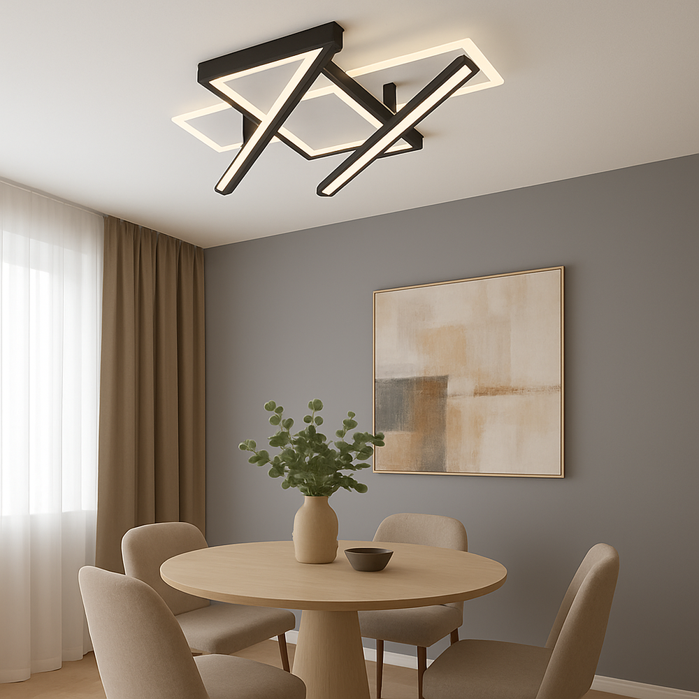 Lustra LED 9390/4T 144W cu design geometric alb negru perfect a pentru dining modern cu lumin a calda neutra rece