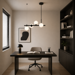 Lustra LED negru 4 globuri plastic mata design modern 9560-4BK