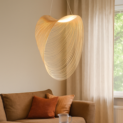 Pendul 9562-800 cu fire metalice aurii si LED 15W integrat, design artistic 3D ce adauga lumina ambientala si eleganta in livingurile moderne.