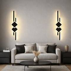 Aplica LED LUBAN neagra design geometric alungit 64W montata pe perete in living modern
