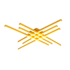 Lustra LED 9795/6FG aurie cu 6 brate geometrice si telecomanda, luminand masa din zona de dining moderna.