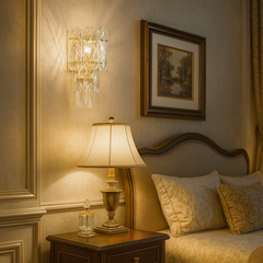 Aplica de perete moderna aurie cu cristale 98046/2W