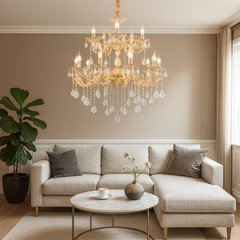 Candelabru Clasic Cu 60W cu becuri E14 auriu 960 mm cu telecomanda pentru living dormitor hol sufragerie corp de iluminat din cristal cu becuri E14 si telecomanda pentru living dormitor hol sufragerie