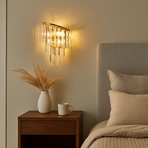 Aplica aurie cu cristale, 2xE14, design vertical elegant