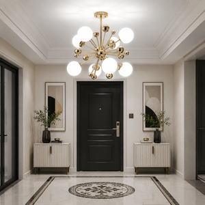 Lustra Moderna Aurie H98182/8 cu 8 Becuri E27, Design Metal si Sticla
