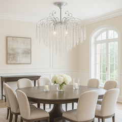 Candelabru modern lux auriu cu cristale, Ø47 cm si 5 E27, perfect pentru dining sofisticat si decor premium, model 98194-5 TB.