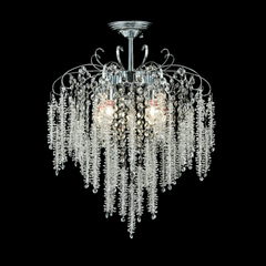 Candelabru modern lux auriu cu cristale transparente, Ø47 cm si 5 E27, ideal pentru living elegant cu efect luminos premium, model 98194-5 TB.