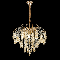 Candelabru modern lux cristale auriu Ø47 cm, potrivit pentru dormitor rafinat cu atmosfera luminoasa si sofisticata, model 98195-5 TB.