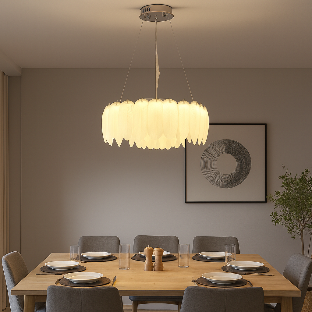 Candelabru LED liniar auriu 500 mm cu cristale tip bagheta, deasupra mesei din dining, iluminare LED clara 96W, accent decorativ elegant