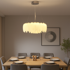 Candelabru LED liniar auriu 500 mm cu cristale tip bagheta, deasupra mesei din dining, iluminare LED clara 96W, accent decorativ elegant