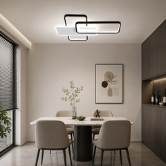 Lustra LED moderna patrata alb-negru cu telecomanda 9906/2T
