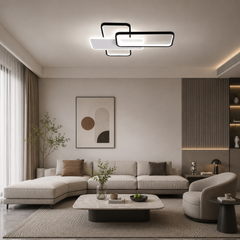 Lustra LED moderna patrata alb-negru cu telecomanda 9906/2T
