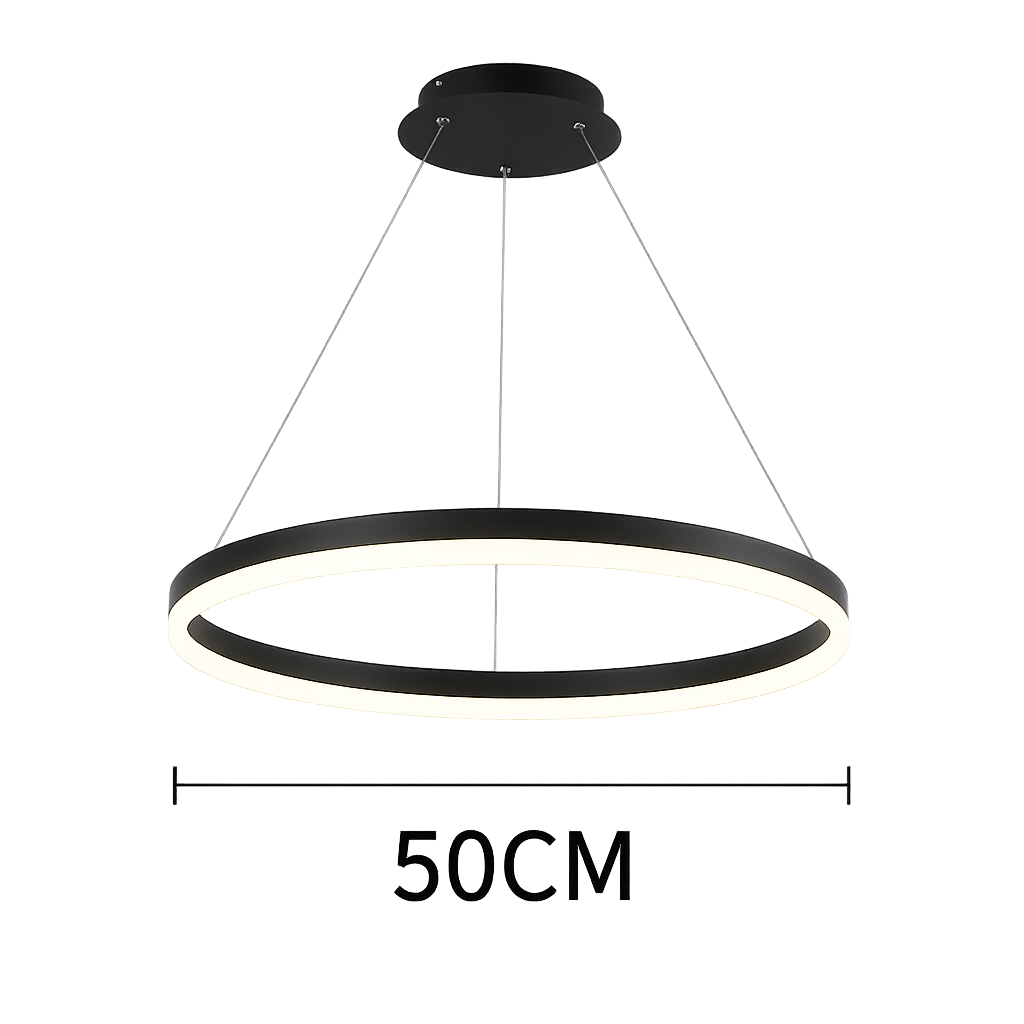 Lustra LED cerc rotund negru mat 55W cu telecomanda, lumina ambientala pentru dormitor