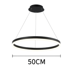 Lustra LED cerc rotund negru mat 55W cu telecomanda, lumina ambientala pentru dormitor