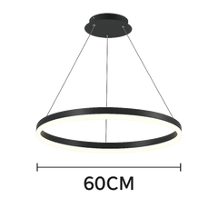Lustra LED cerc rotund negru Ø60cm cu telecomanda in bucatarie moderna cu insula