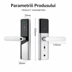 yala smart cu aplicatie Tuya control telefon, acces temporar, notificari si monitorizare usa lemn interior
