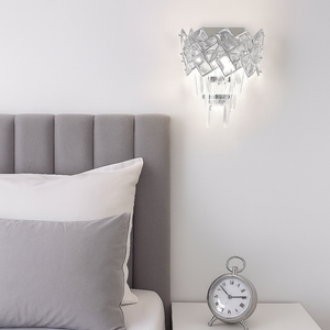 Aplica cu cristale, 2xE27, design vertical elegant argintie