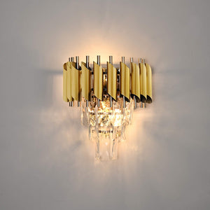 Aplica aurie cu cristale, 2xE27, design vertical elegant