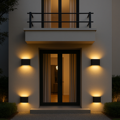 Aplica LED exterior IP54 4W lumina calda 3000K din inox, rezistenta la ploaie, ideala pentru fatade, terase si intrari.