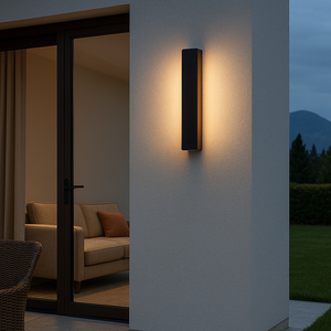 Aplica Exterior slim IP65 300mm 8W Cu LED negru, lumina calda
