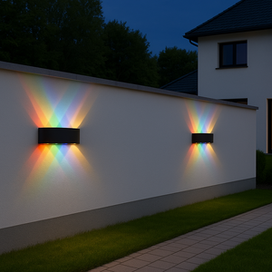 Aplica Exterior Rgb 8W cu LED integrat negru metal 5 cm