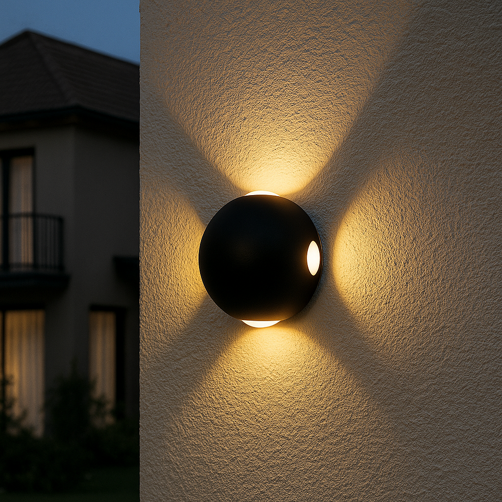 Aplica LED rotunda 4W negru IP54 waterproof, lumina calda pentru fatade, terase si gradini.