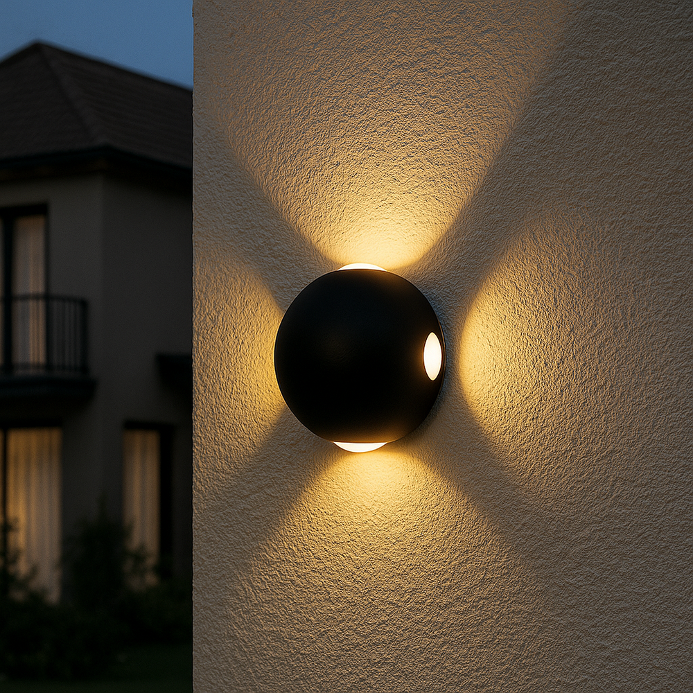 Aplica LED rotunda 4W negru IP54 waterproof, lumina calda pentru fatade, terase si gradini.