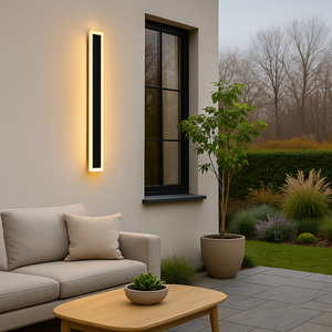 Aplica Exterior verticala IP65 1200mm 32W Cu LED negru, lumina calda