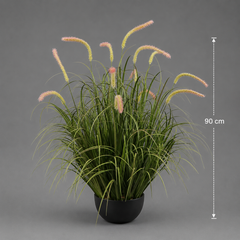 Planta Artificială Iarbă Ornamentală Tip Coadă de Pisicǎ, 90 cm, 13 tulpini, Iarbă curbată și Spice, Verde, Fara Ghiveci