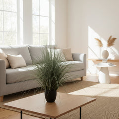 Planta Artificială Iarbă Ornamentală Tip Fântână, 110cm, Verde si Alb, Fara Ghiveci