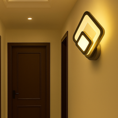 Aplica LED LUBAN B02, corp geometric negru mat 32W, instalata pe hol pentru lumina uniforma si stil contemporan