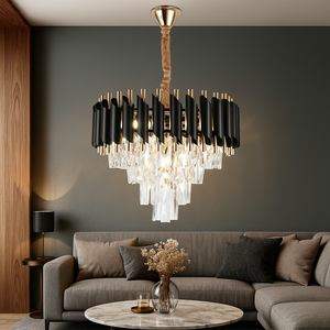 Candelabru rotund cristal negru auriu 40 cm model 9001-400