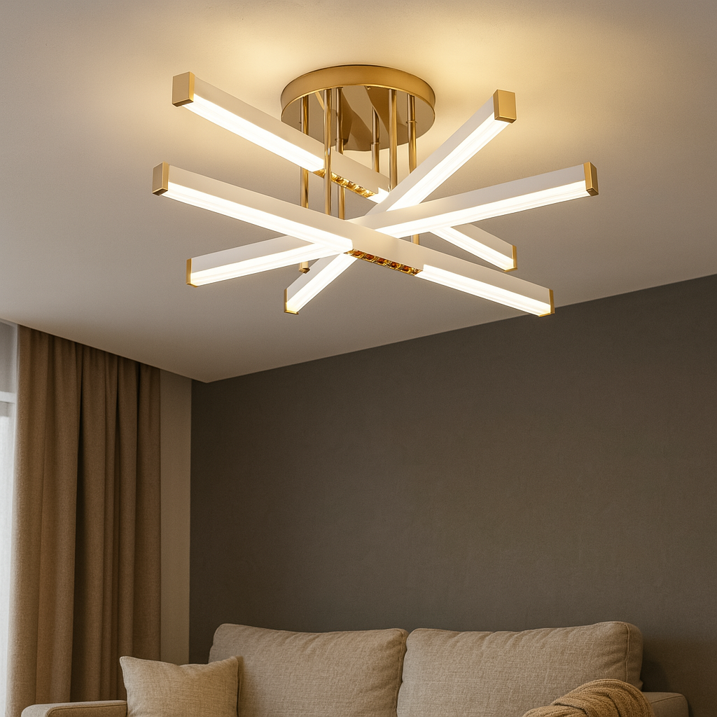 Lustra Led 60Cm 120W cu LED integrat auriu pentru dormitor living hol bucatarie birou plafoniera LED moderna pentru dormitor living hol bucatarie birou design elegant cu telecomanda