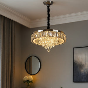 Candelabru LED rotund cu cristale si telecomanda 50 cm model 2961-500