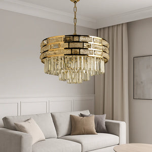 Candelabru rotund auriu cu cristale 50 cm model 2477/10-500