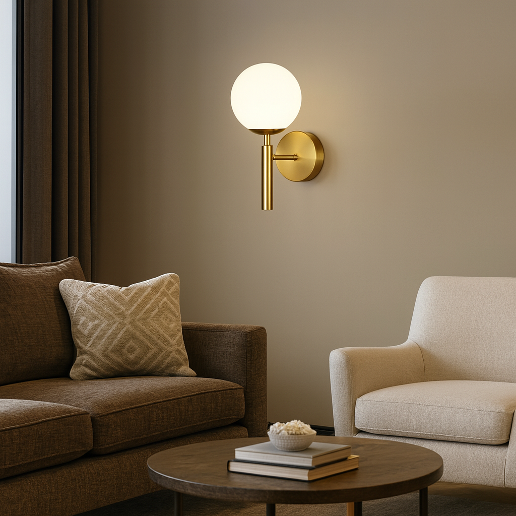 Aplica 9851-1B cu soclu E27, design compact modern, iluminand uniform un living contemporan