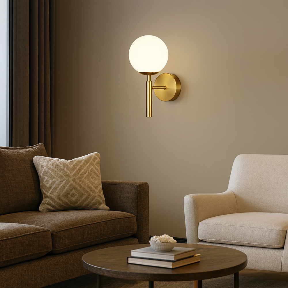 Aplica 9851-1B cu soclu E27, design compact modern, iluminand uniform un living contemporan