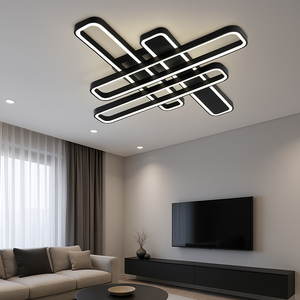 Lustra LED moderna 4 patrate negre 156W cu telecomanda 8753/4S