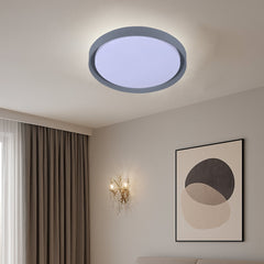 Plafoniera LED rotunda 460mm gri, 96W, lumina calda 3000K si rece 6500K, design modern pentru living, dormitor sau spatii mari