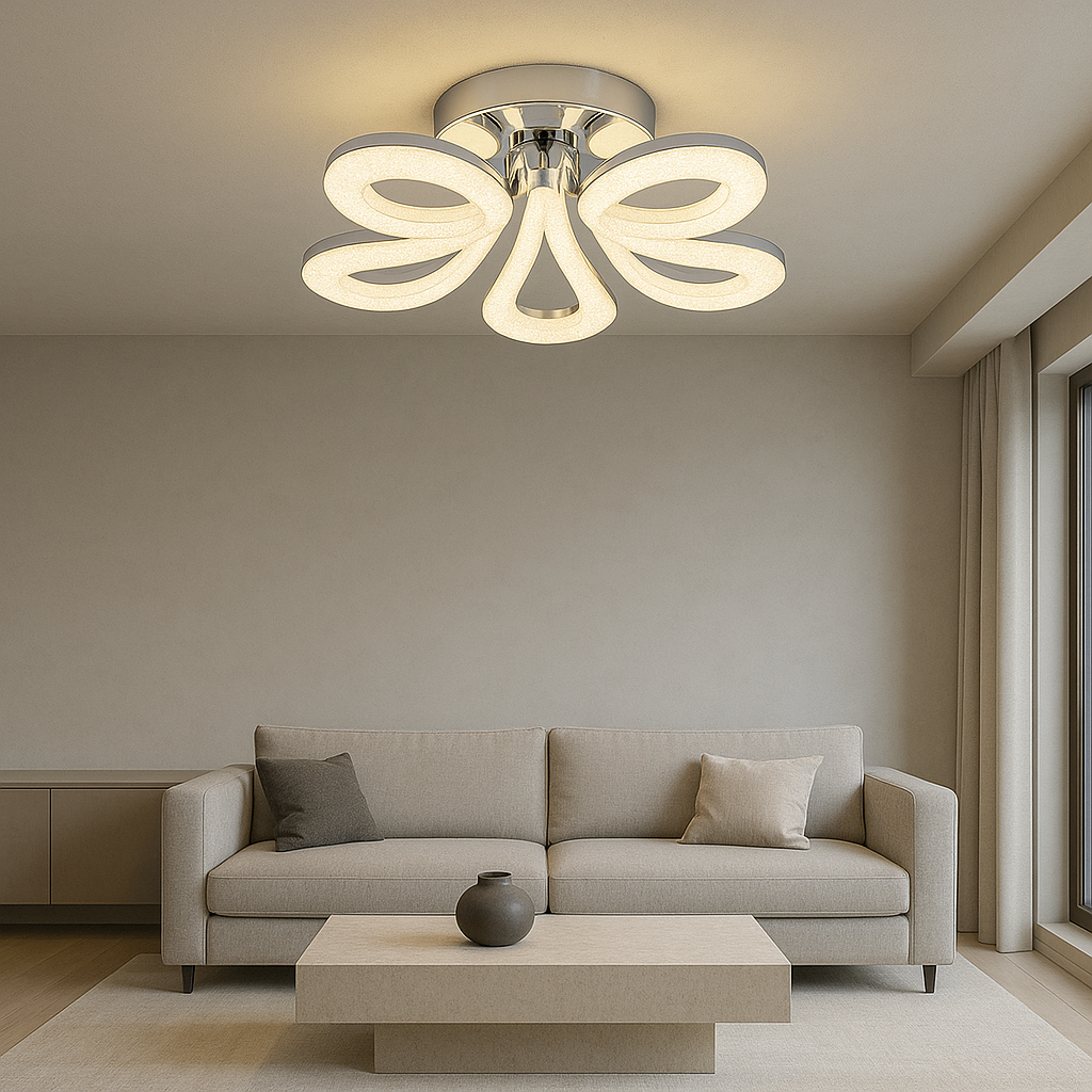 Lustra LED K2516/5 100W moderna cu temperaturi 3300K-6500K si telecomanda, iluminare uniforma pentru living modern