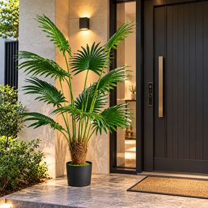 Plantă Artificială Tip Palmier Livistona Evantai, 10 frunze, 160 cm, Verde