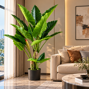 Plantă Artificială Tip Alocasia, 3 tulpini, 160 cm, Verde