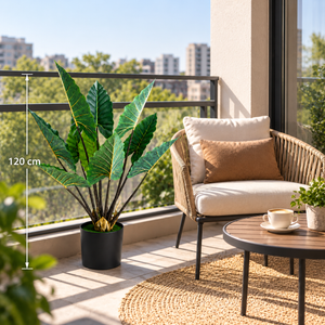 Plantă Artificială Tip Alocasia Cu Frunze Late, 120 cm, Verde