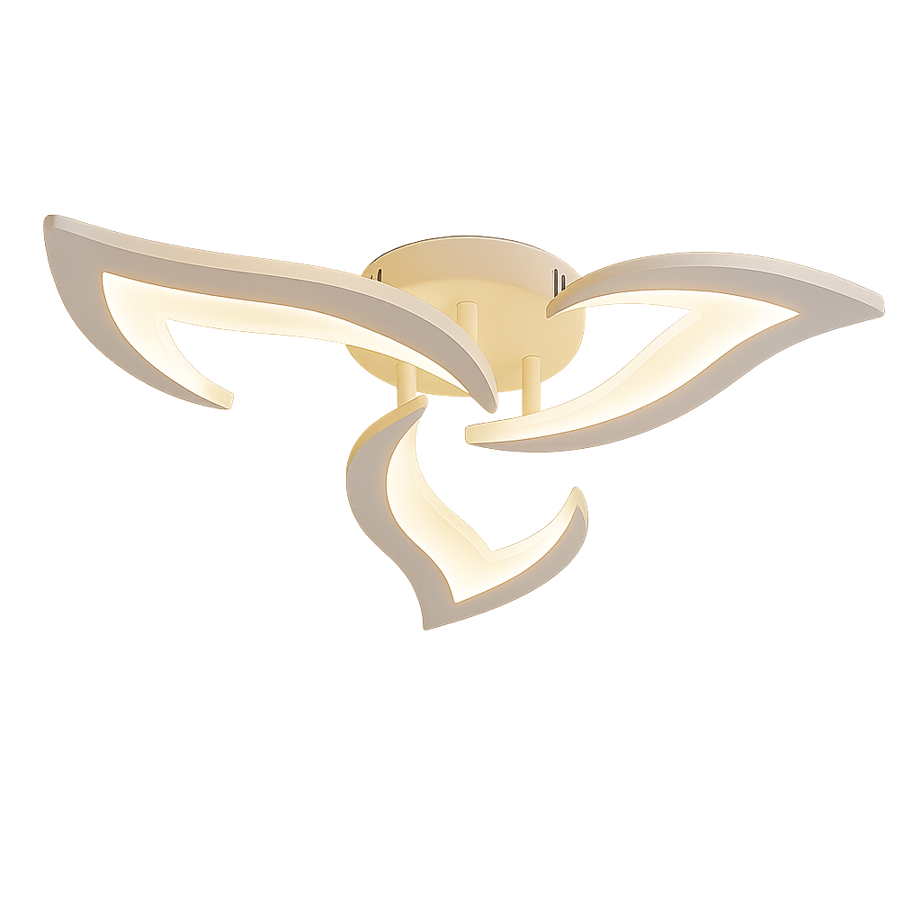 Lustra LED 19302/3N WH 42W Ø565mm cu lumina 3000–6500K, montata in living modern, controlabila prin telecomanda, iluminare uniforma.