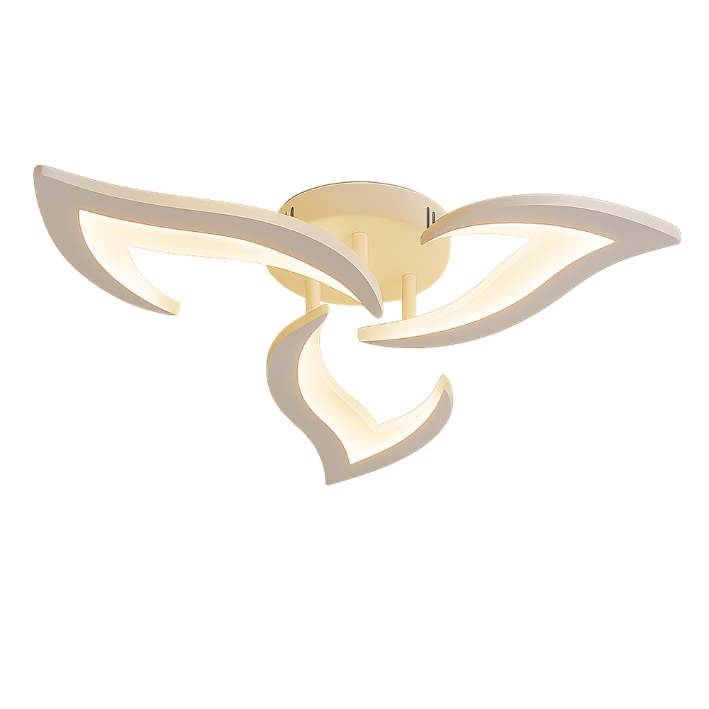 Lustra LED 19302/3N WH 42W Ø565mm cu lumina 3000–6500K, montata in living modern, controlabila prin telecomanda, iluminare uniforma.