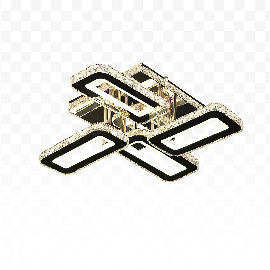 Lustra LED patrata 2x72W cu lumina reglabila 3500K-6500K si RGB, potrivita pentru iluminarea moderna si dinamica a unui birou creativ